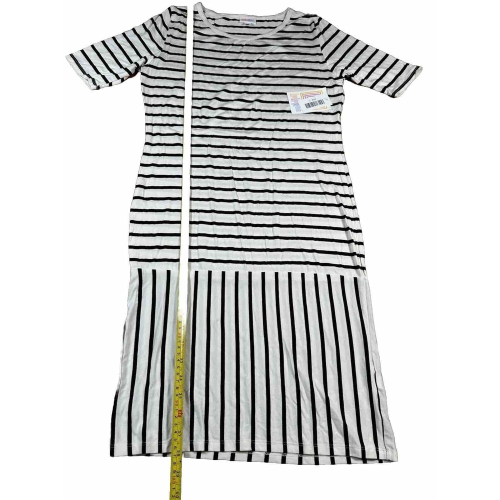 Lularoe Julia White Black Striped Short Sleeve Dress Women’s Size Large‎ Mixed - Picture 5 of 8